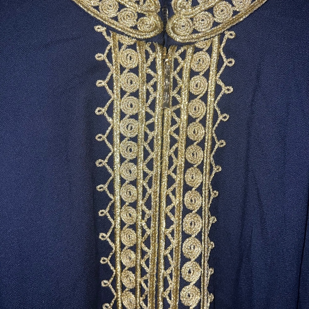 Navy Sleeveless Dress with Gold Embroidery Lilly Pulitzer sz 10 Jane Maxi dress - Picture 11 of 11